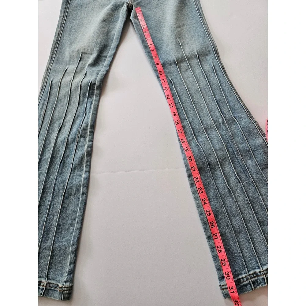 Judy Blue Bootcut Jeans Women‎ 5/27 Blue High Waist Pintuck Pleated Flare NEW